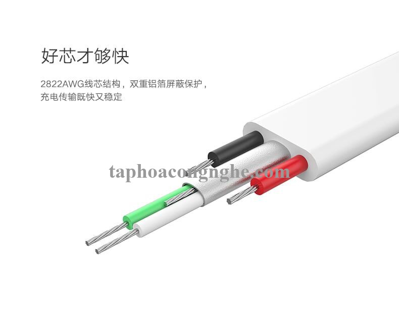 Ugreen 30680 0.5M màu Trắng Cáp sạc truyền dữ liệu USB 2.0 sang MICRO USB dáng dẹt US118 30030680